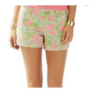 Lilly Pulitzer The Walsh Short Women's 000 Pink Green Flamingos Resort Beach